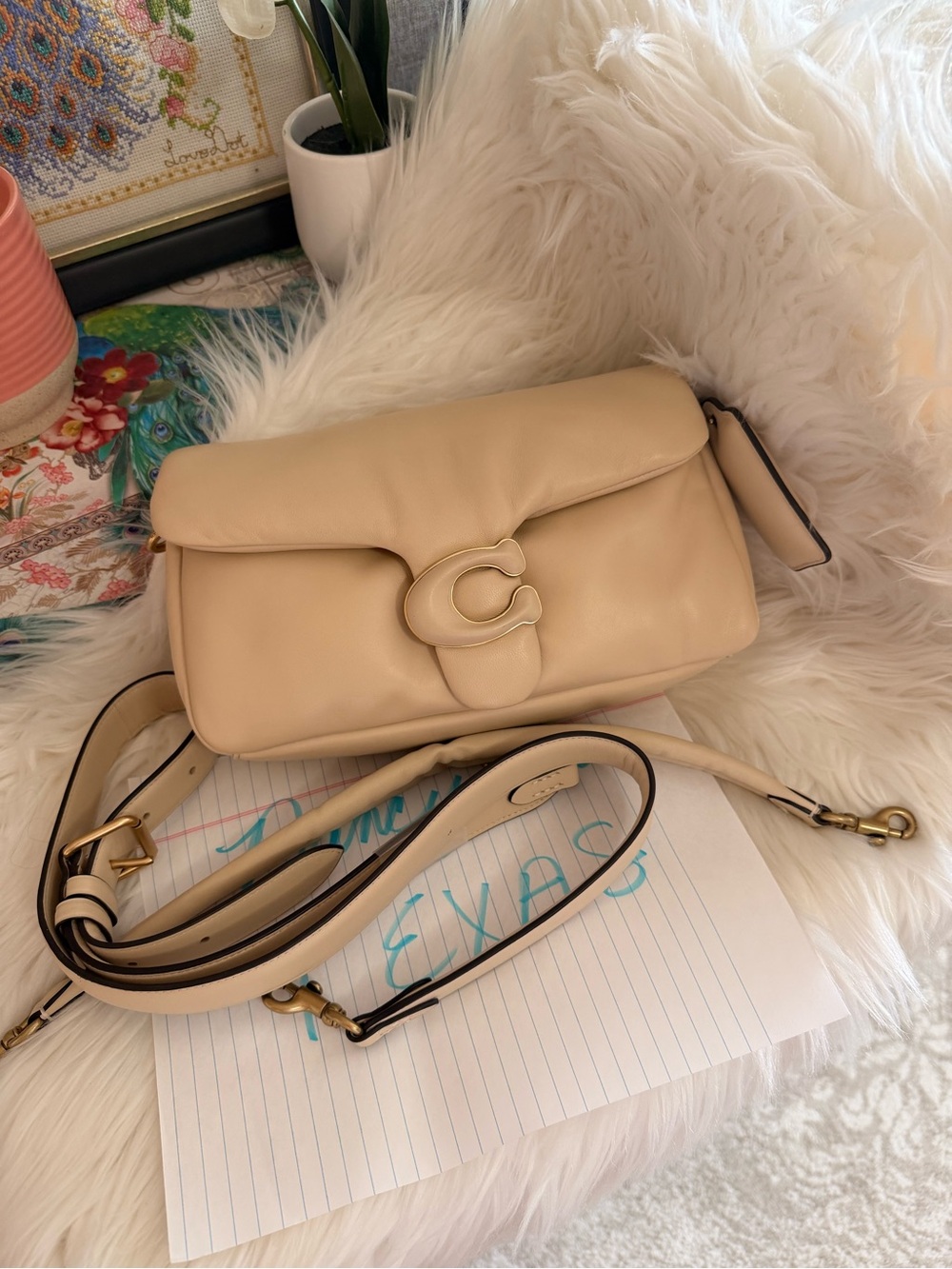 Coach Pillow Tabby Cream Ivory Leather Shoulder Bag Excellent Condition